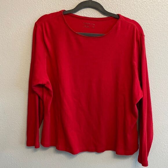 Coldwater Creek- Bright red cotton long sleeve- Size PXL - Picture 1 of 6